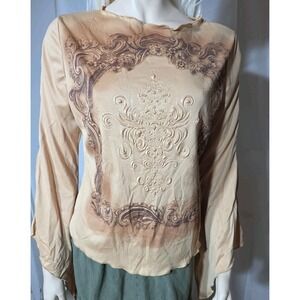 Vintage Y2K‎ Long Sleeve Top Size XL Whimsigoth Fairycore Textured Flare Sleeve